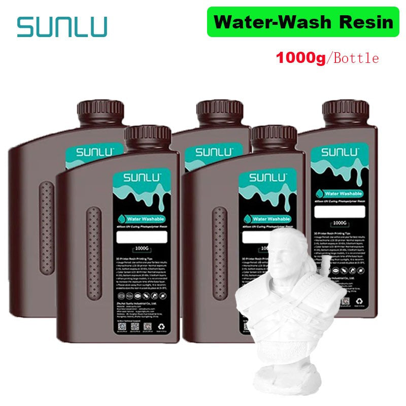 SUNLU 5KG lavado con agua ABS/resina de lavado con agua 395-405nm resina fotopolímero de curado UV resina de curado rápido para impresora 3D LCD DLP SLA