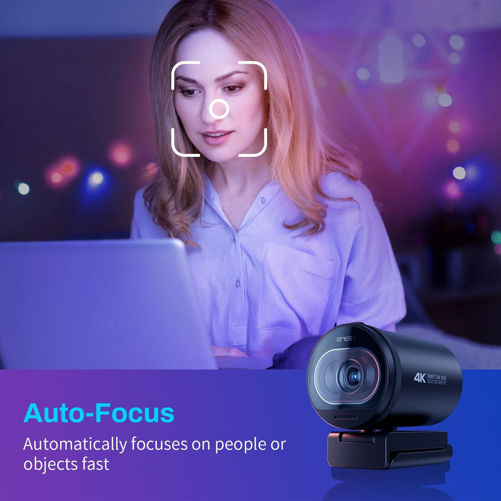 Cámara Web 4K 1080P 60FPS con Enfoque Automático, Cámara Web para Transmisión en Vivo EMEET S600 con Micrófonos y Cubierta de Privacidad para Tiktok/YouTube