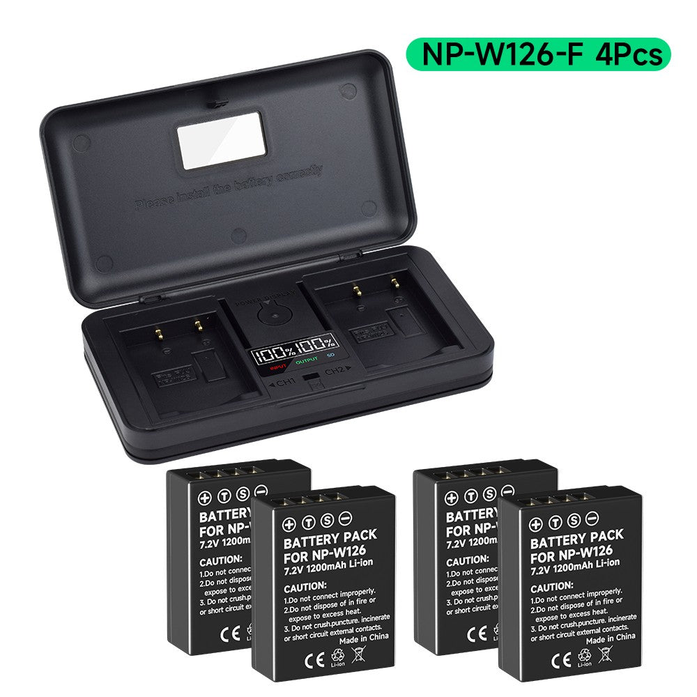 Batería NP-W126 NP W126 NP-W126S W126S + cargador Dual LCD para Fuji X-Pro1 XPro1 X-T1 XT1 HS30EXR HS33EXR HS50EXR X PRO1 X-A4 X-T2