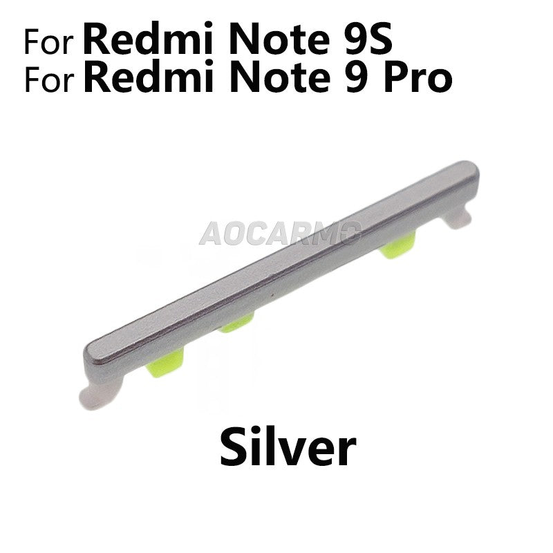 Aocarmo para Xiaomi Redmi Note 9 Pro Note9S volumen arriba abajo botón interruptor lateral pieza de repuesto