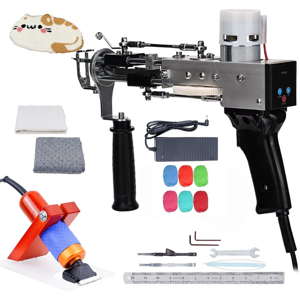 Máquina eléctrica para tejer alfombras, pistola para mechones de alfombras, herramientas para hacer alfombras, máquina de bordado manual de corte/bucle de 7-21mm, 110-220V
