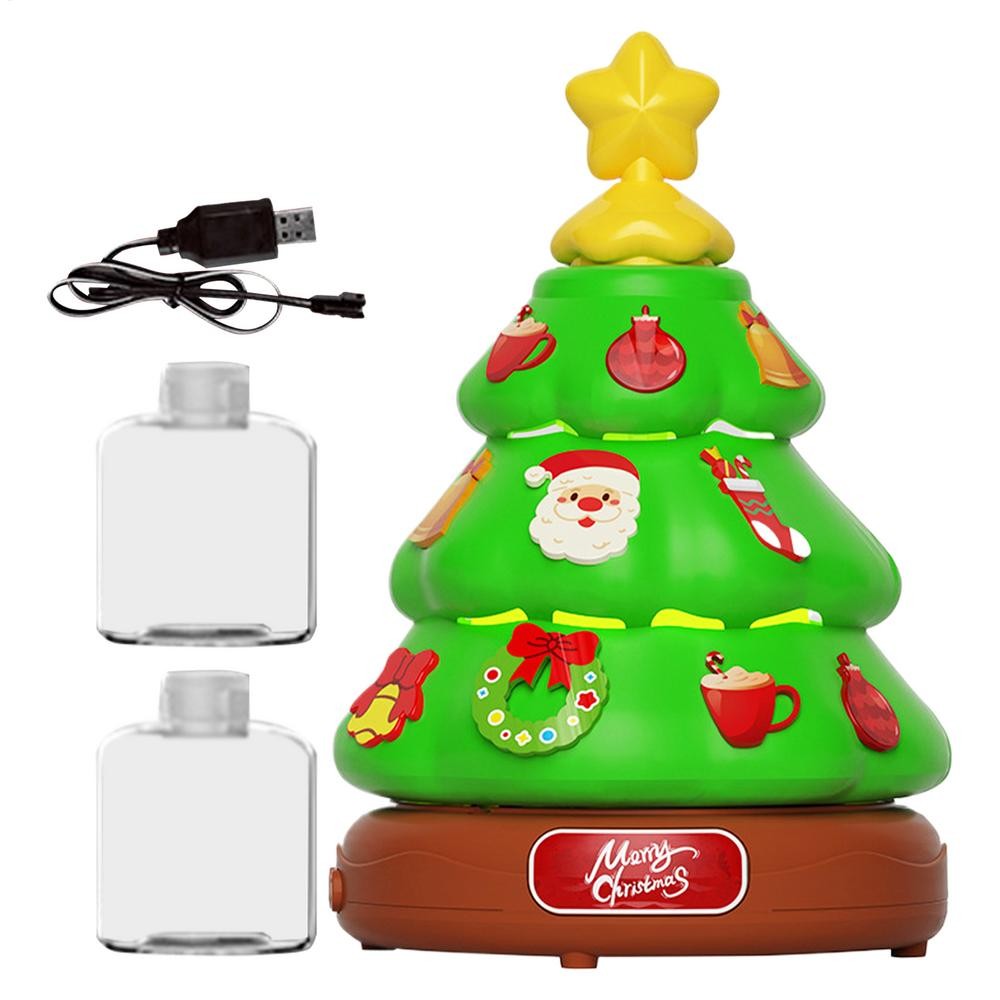 Caja de música para árbol de Navidad, máquina de burbujas de juguete con luces, música navideña, decoración para niños