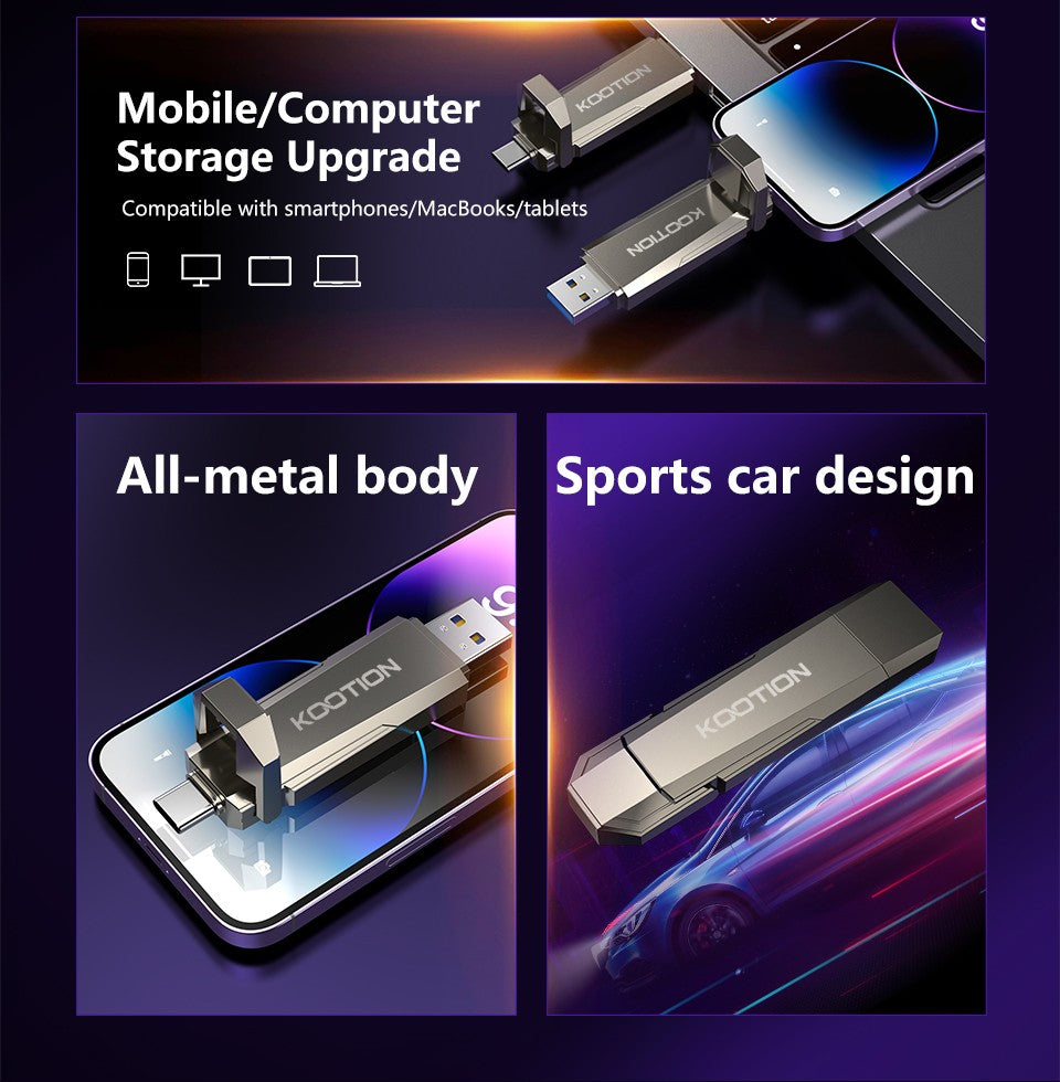 KOOTION U52 unidad de bolígrafo portátil de estado sólido USB 3,2 Gen 2 tipo C unidad Flash 1TB 512GB 256GB Pendrive SSD externo para PC iPhone