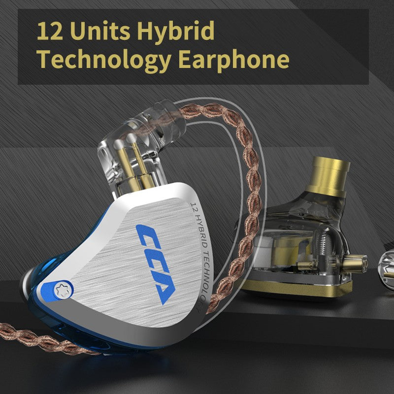 CCA C12 5BA + 1DD auriculares internos híbridos, Unidad de 12 controladores, Monitor de DJ HIFI, auriculares con cancelación de ruido, PC con cable para jugadores