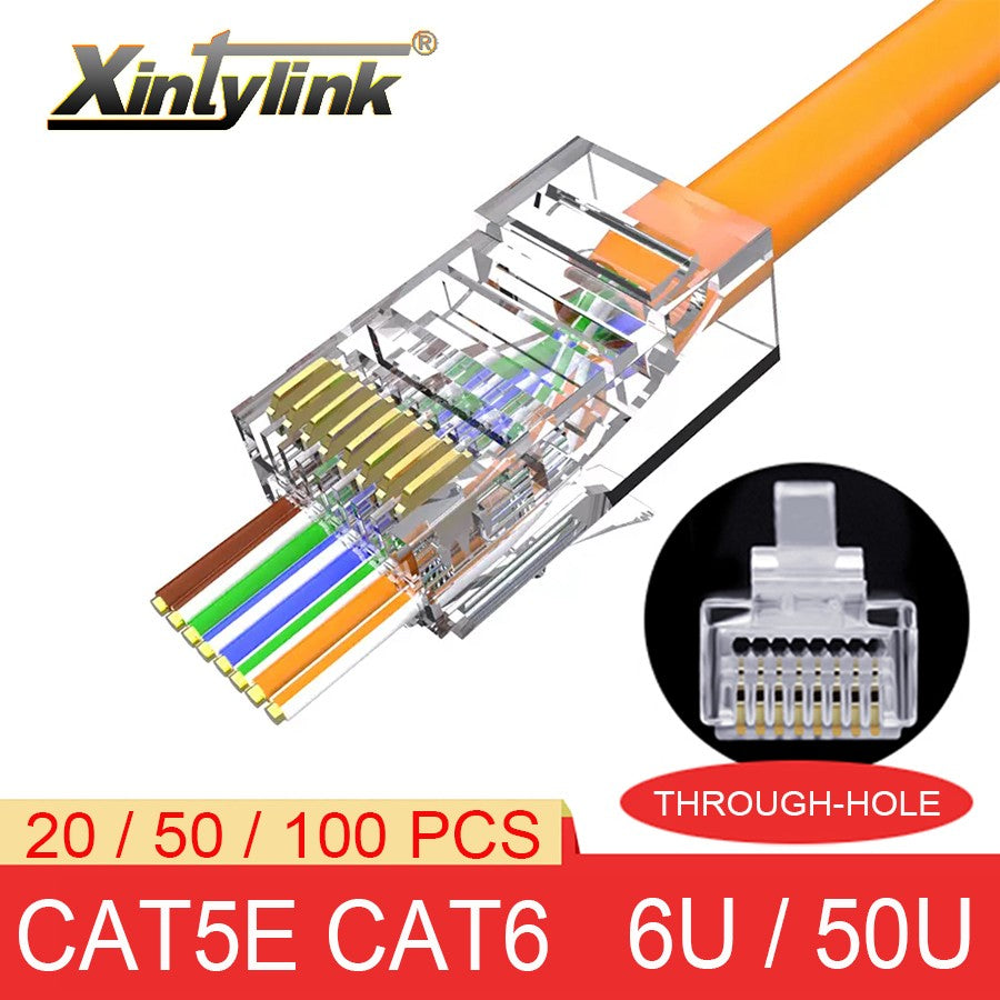 Conector xintylink rj45 cat6 50U/6U cable ethernet enchufe rg45 cat5e utp 8P8C rj 45 cat 6 red lan modulable jack cat5 keystone
