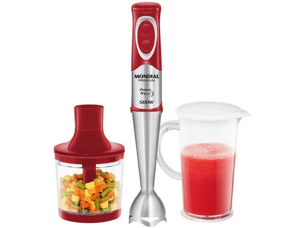 Mondial-mezclador 2 en 1, 500W, rojo e Inox - 220V