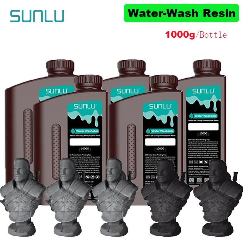 SUNLU 5KG lavado con agua ABS/resina de lavado con agua 395-405nm resina fotopolímero de curado UV resina de curado rápido para impresora 3D LCD DLP SLA