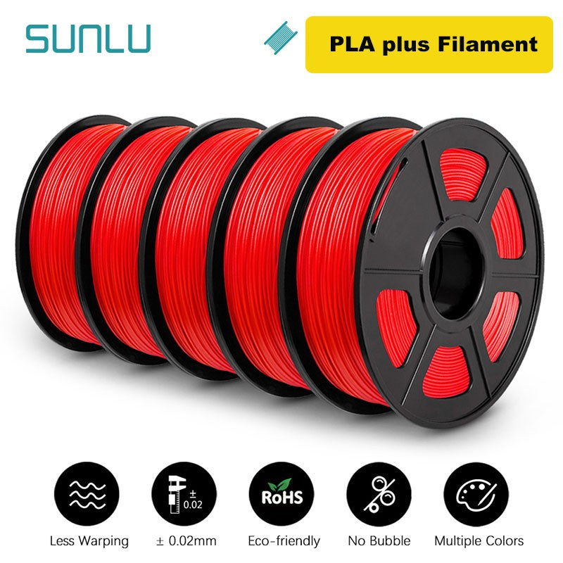 SUNLU Filamento PLA/PETG/PLA PLUS/Transparente de 5 kg, 1.75 mm, 5 Rollos de 1 kg, Filamento 3D para Impresora y Bolígrafo 3D, Enrollado Cuidadosamente