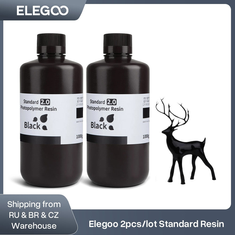 ELEGOO 2 uds/4 Uds 1KG juego de resina para impresora 3D LCD resina de curación UV 405nm resina fotopolímero estándar para impresión LCD 3D