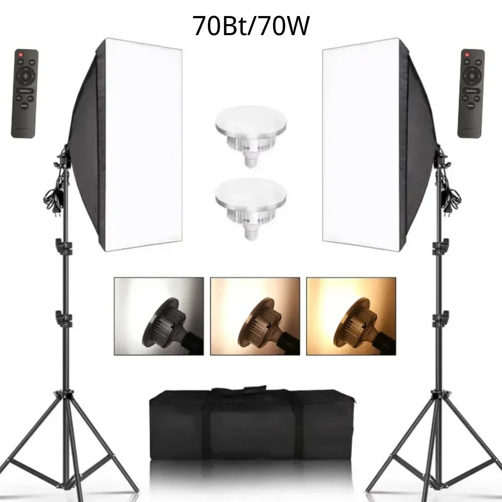 Kit de iluminación Softbox de 20-135W, lámpara LED de fotografía de 50x70CM, equipo profesional de sistema de luz continua para estudio fotográfico