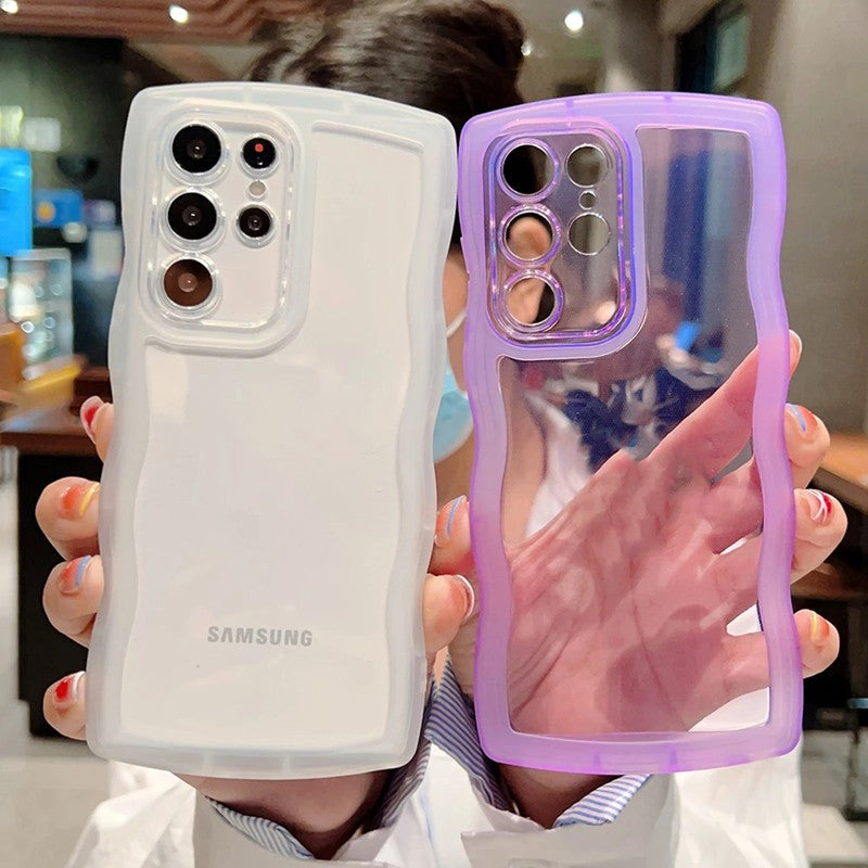 Funda para Samsung Galaxy S26 S25 S24 S23 Ultra S22 S21 S20 Plus FE, diseño de ondas rizadas, antigolpes, con protección completa para la cámara