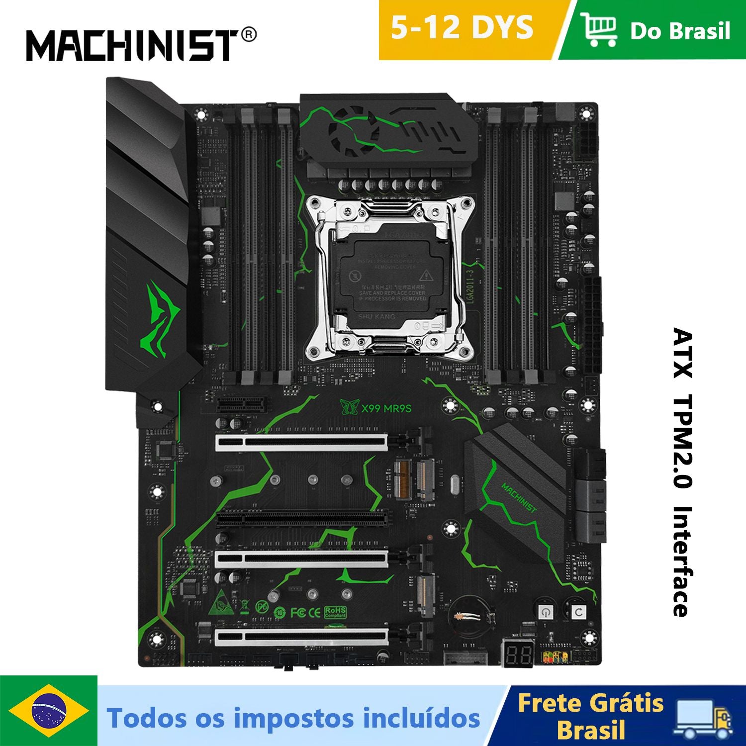 Placa base MACHINIST MR9S X99 ATX, compatible con TPM 2,0, LGA 2011-3 E5 V3/V4, CPU DDR4, RAM de cuatro canales, NVME M.2, USB3.0