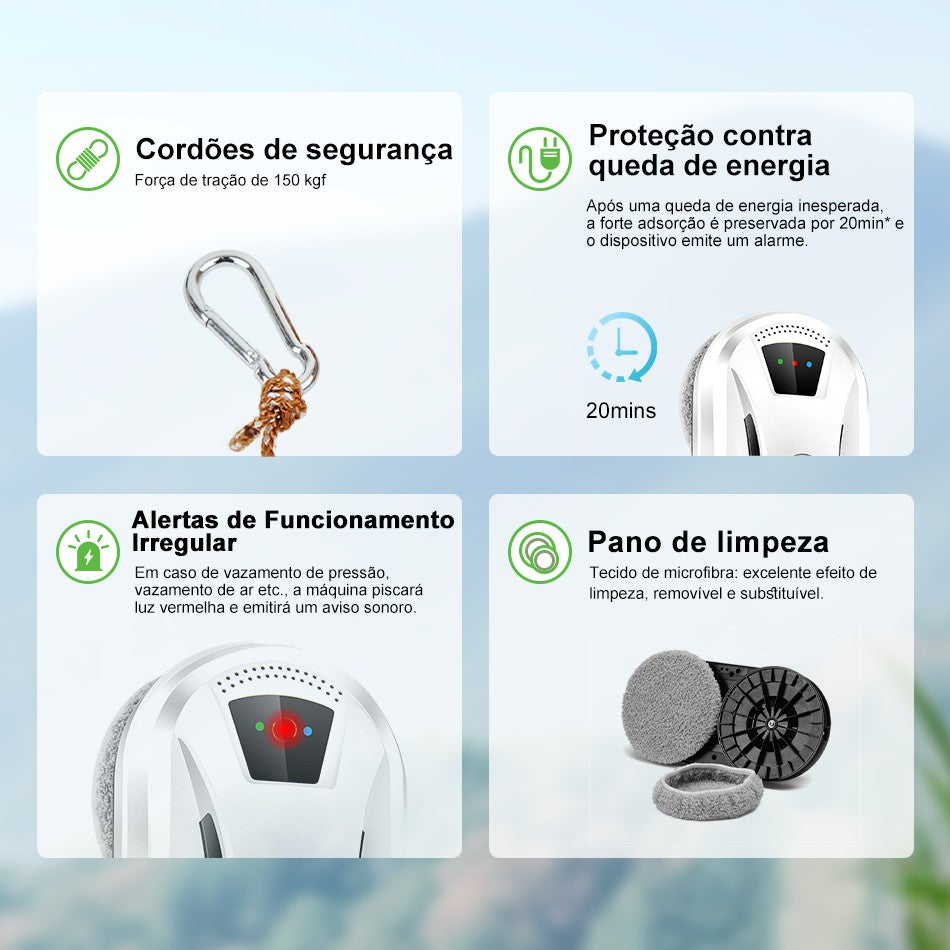 Robot de limpieza de ventanas PuRuiKai, limpiador de ventanas eléctrico de alta succión, Robot aspirador con Control remoto anticaída