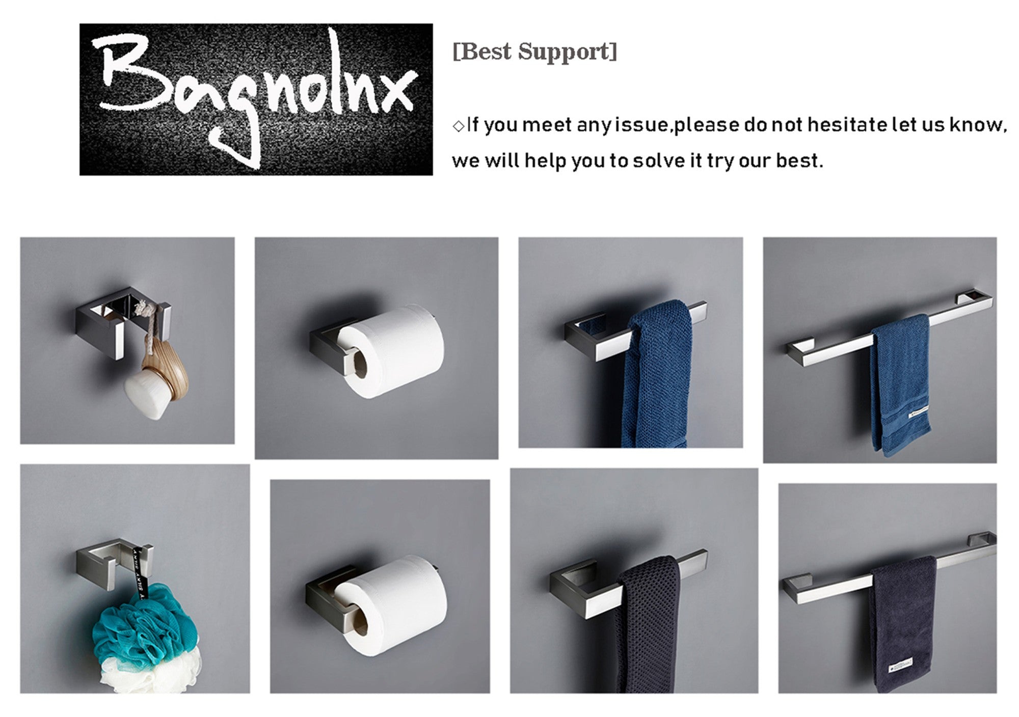 Juego de accesorios de baño, portarrollos de papel higiénico, soporte de toalla, barra de gancho de acero inoxidable, montado en la pared para dormitorio, cocina, Kit de Hardware de baño