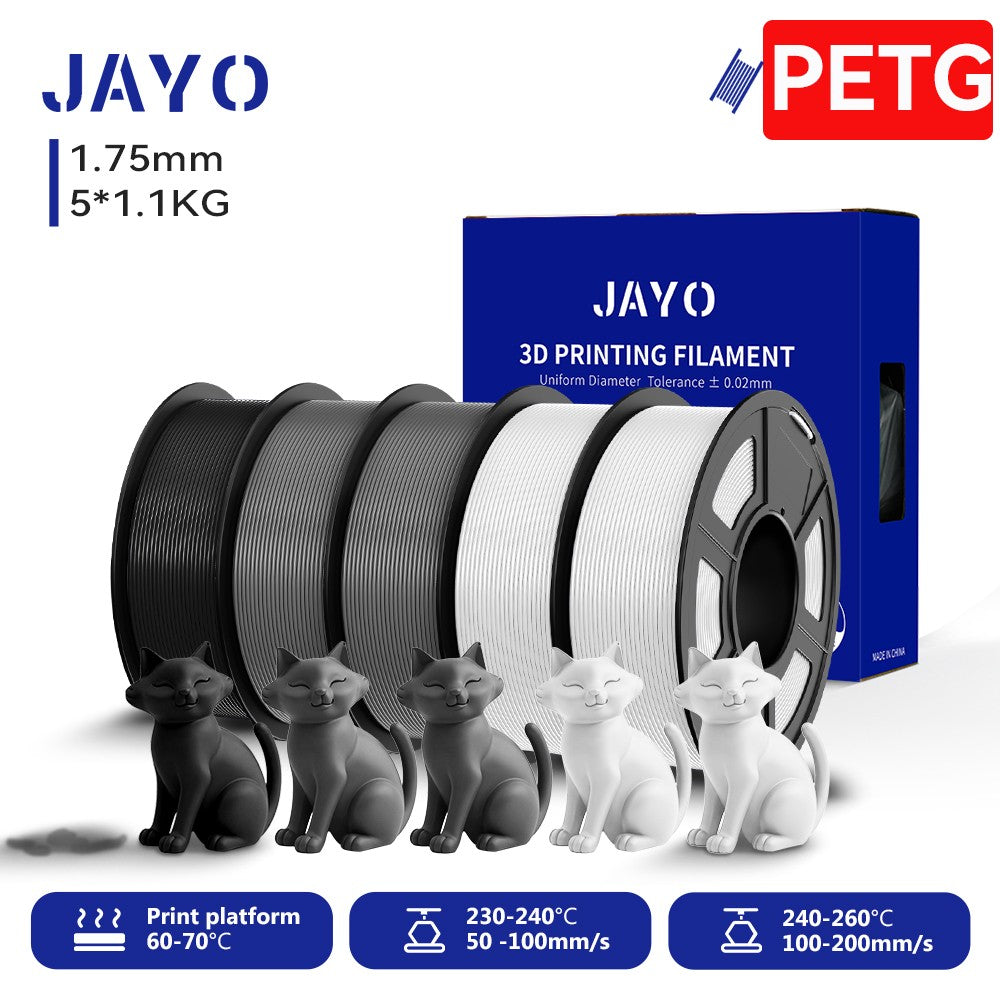 Filamento para Impresora 3D JAYO PETG/PLA/PLA PLUS, 1.75mm, 5.5KG, 100% Sin Burbujas, No Tóxico, Materiales de Impresión 3D para Impresora 3D y Bolígrafo 3D