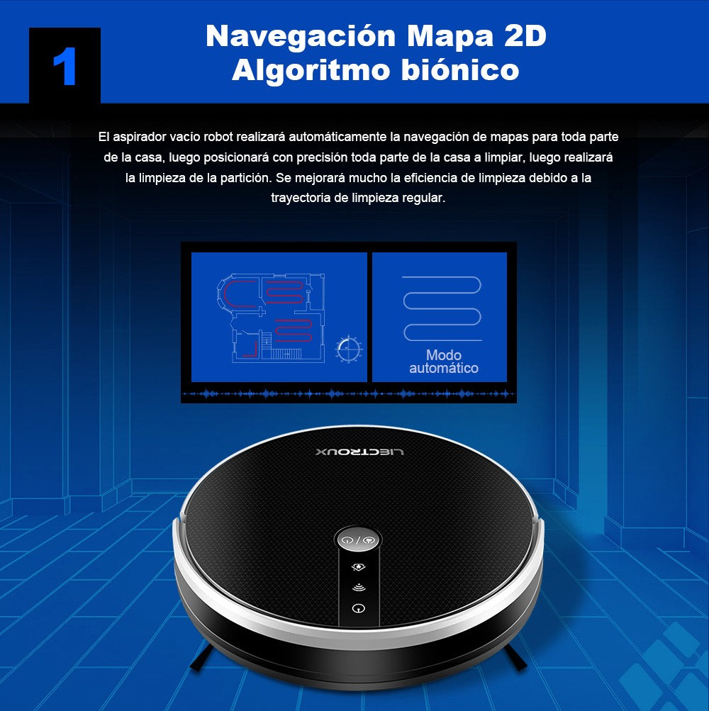 (Código Promocional:AETH15) Aspiradora Robot LIECTROUX C30B,Navegación de mapas,Partición Inteligente,con Memoria,WiFi,Succión 6KPa,Trapeador Mojado Inteligente,Desinfección,Funciona con Alexa y Asistente de Google