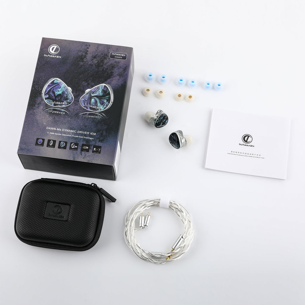INAWAKEN DAWN Ms Auriculares IEM con controlador dinámico de diafragma morado-dorado con cable blindado OFC para músicos audiófilos