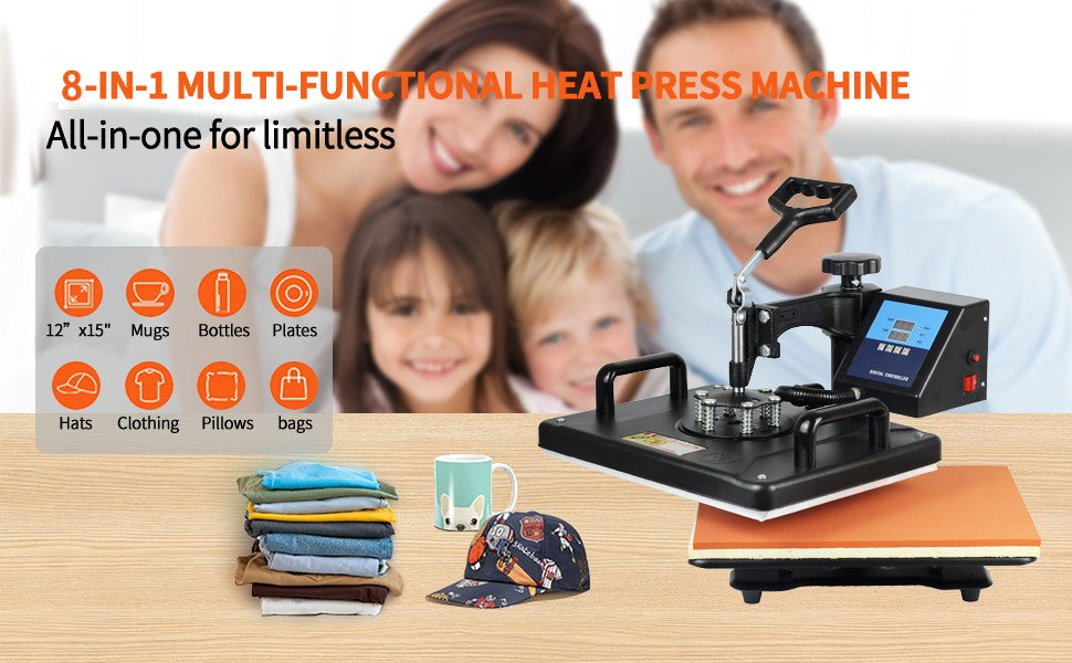 Barato 30*38CM 8 en 1 Combo máquina de prensado en caliente impresora de sublimación 2D máquina de transferencia de calor para tapa taza placa camisetas aprobado por la CE