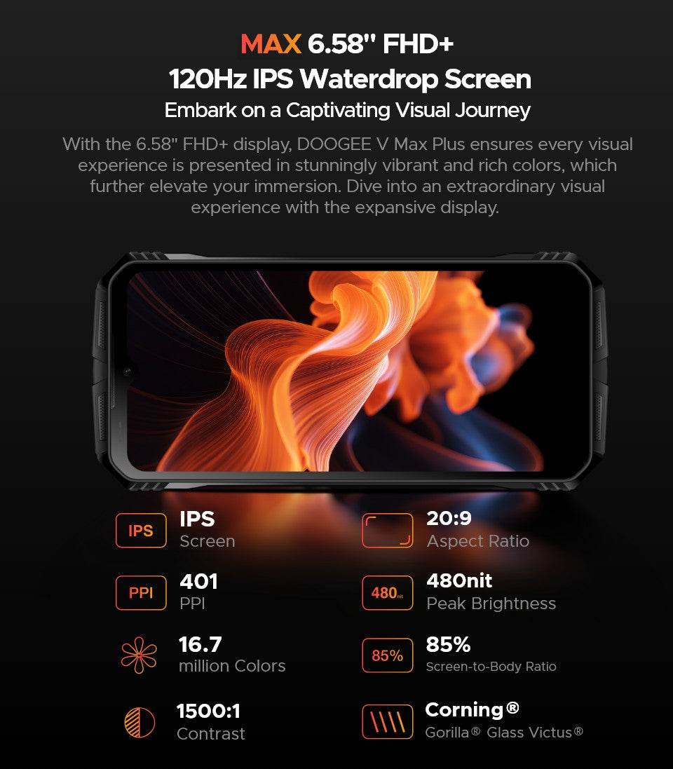 Versión Global DOOGEE V Max Plus 5G teléfono resistente 6,58 "36GB(16 +20) 512GB 200MP cámara AI 22000mAh efecto de iluminación NFC 5G teléfono