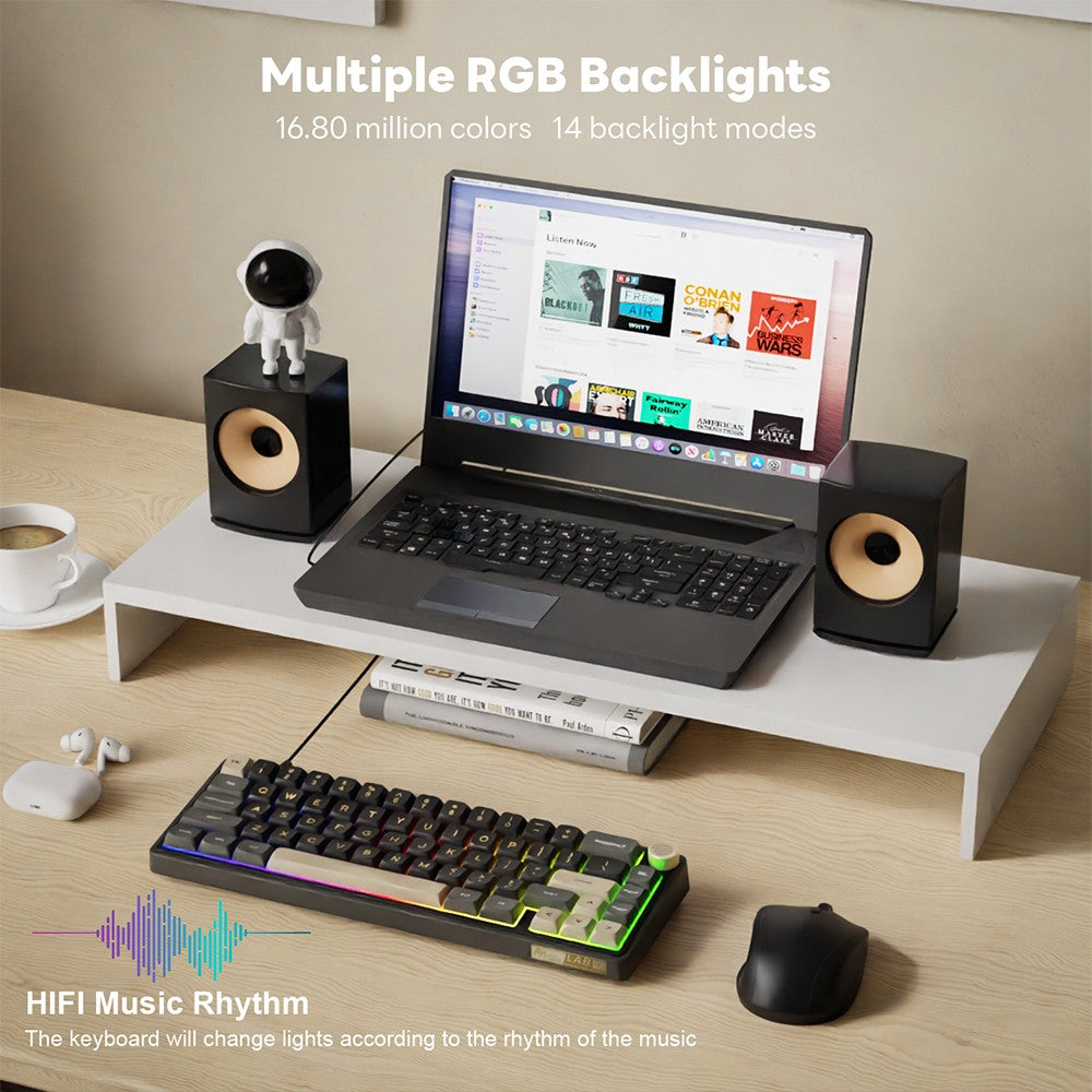 Teclado Mecánico Royal Kludge RK R65 en Portugués Brasileño, con Cable, Intercambiable en Caliente, 66 Teclas, 65%, Retroiluminación RGB, para Gamers