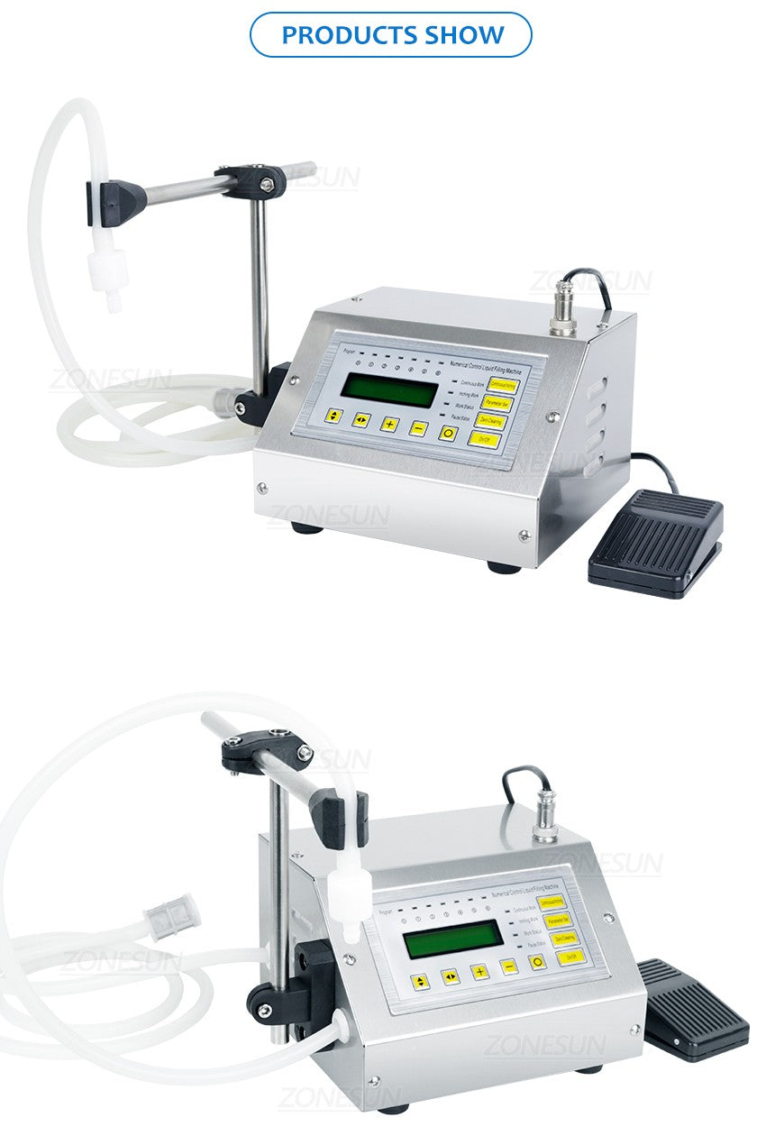 ZONESUN-máquina de llenado de líquidos, GFK-160A pequeña, Control Digital, 5-3500ml, jugo, agua, botella de llenado dosificadora con Pedal