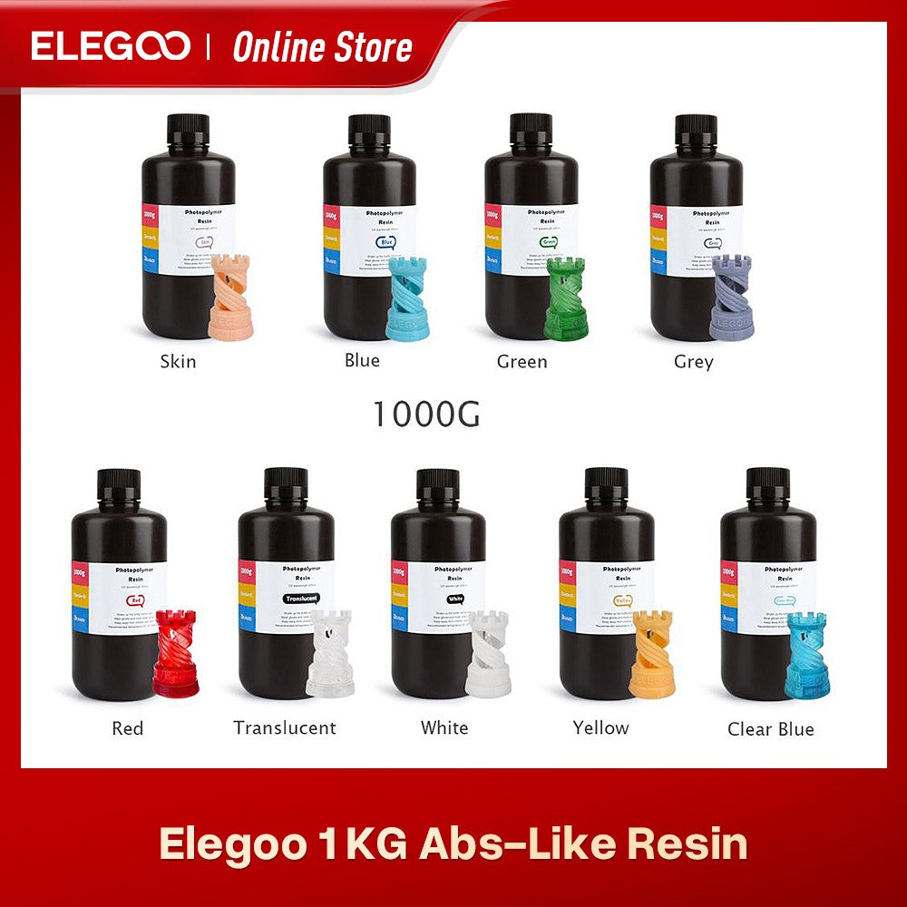 ELEGOO-resina de impresora 3D tipo ABS, resina de fotopolímero estándar tipo ABS de 405nm para impresión LCD 3D, 1000g