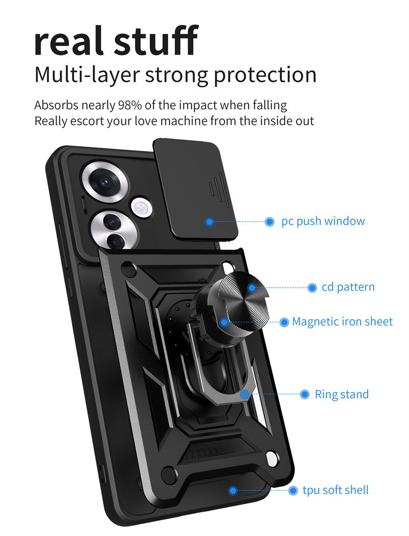 Funda para OPPO Reno11F 5G, Protector de cámara con lente deslizante, armadura a prueba de golpes, Coque para OPPO Reno11 F Reno 11F 11 F 5G