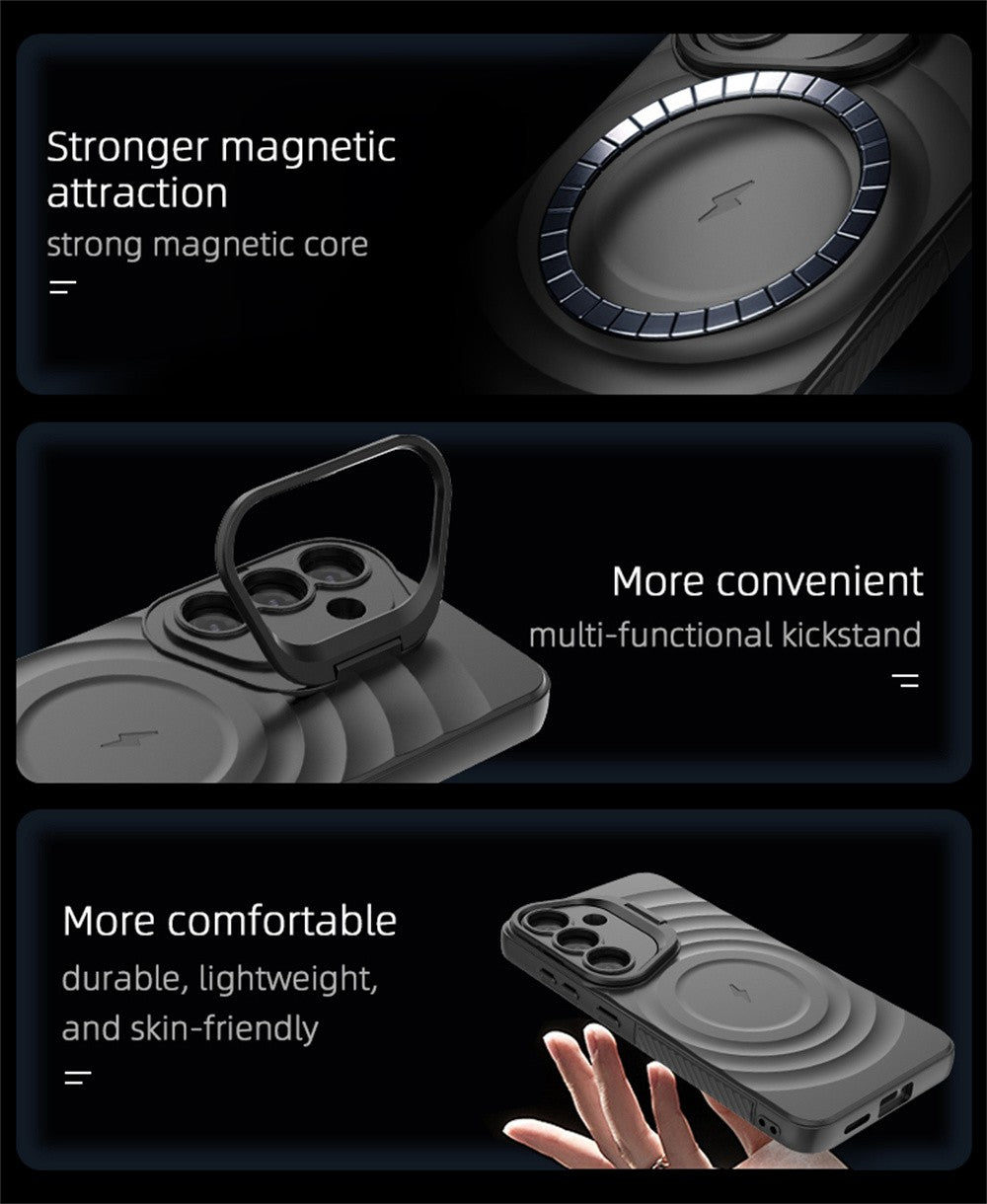 Soporte de lente Invisible para funda de teléfono magnética Magsafe para Samsung S25 Ultra Edge S25 Plus cubierta de silicona suave ondulada de agua redonda