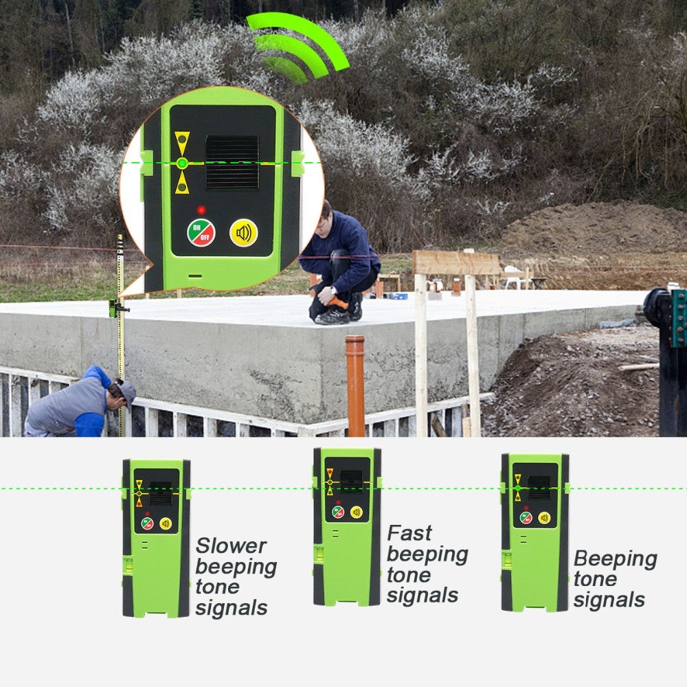 Receptor láser Digital Huepar, Detector de nivel láser de línea cruzada para exteriores, pulsación de Color verde con abrazadera para haces huepar rojos/verdes