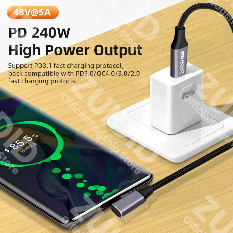 Cable USB C a tipo C de 100W PD 3,1 240W Cable cargador de carga rápida USB-C 5A Cable de datos tipo C para Macbook iPad Samsung Xiaomi 2m