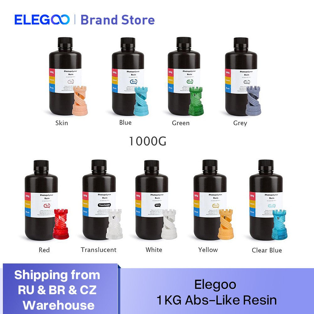 Resina para Impresora 3D Tipo ABS de ELEGOO, Resina de Fotopolimerización Estándar Tipo ABS de 405nm para Impresión 3D LCD, 1000g