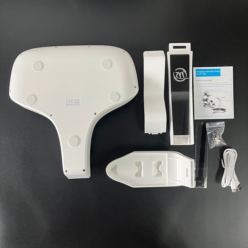 Base de carga para PS5 PS VR2, soporte de auriculares, controlador, estación de carga, luz indicadora LED, almacenamiento de auriculares para casco