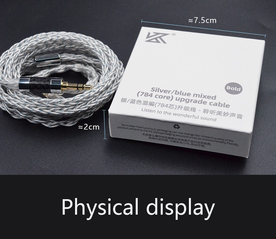 KZ 8 núcleos plata azul híbrido 784 núcleos Cable de actualización plateado Cable de auriculares para KZ ZS10 PRO ZSN PRO ZSX DQ6 ZAX ASX ASF