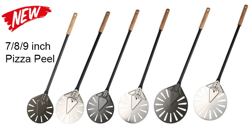 PizzAtHome-turpensador de Pizza perforado, 9 pulgadas, mango de aleación de aluminio, pala para Pizza, herramientas para Pizza, accesorios para horno