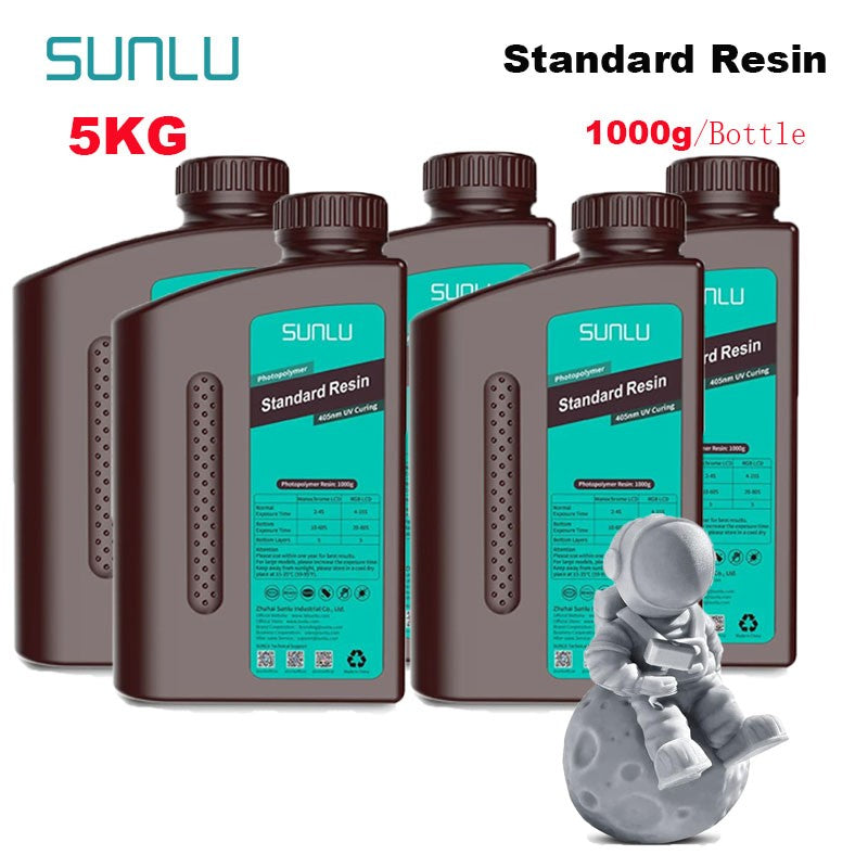 SUNLU 5KG estándar/resina 3D de lavado de agua 405nm resina UV para la mayoría de los materiales de impresora 3D SLA/DLP/LCD sensible a los rayos UV 1kg