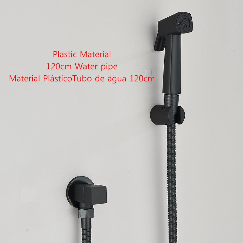 Grifo rociador de bidé negro, grifo individual de agua fría de acero inoxidable para baño, válvula Shattaf, juego de chorro montado en la pared