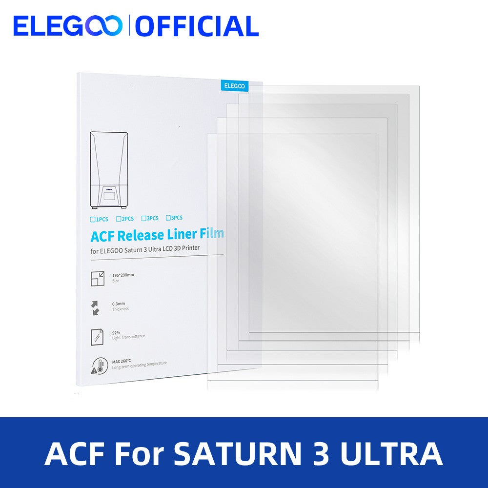 ELEGOO Juego de 5 Películas de Desprendimiento ACF para Impresora 3D SATURN 3 ULTRA MSLA, Grosor de 0.3mm, Piezas de Impresora 3D, Filamento