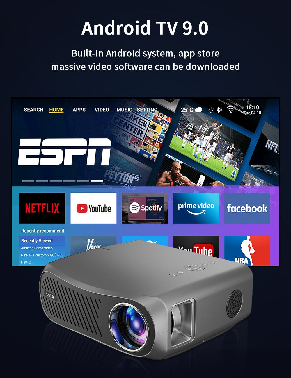 Proyector de Cine en Casa 4K WiFi Android 5G Full HD 1080P, Proyector de Video para Uso Diurno, 3800 ANSI