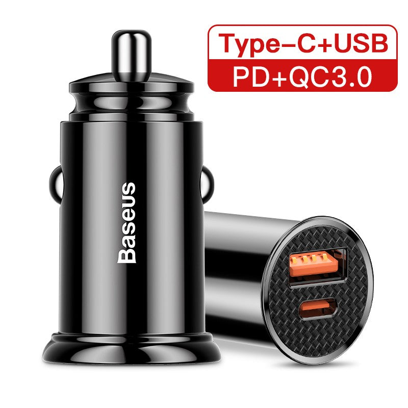 Baseus-cargador USB para coche, dispositivo de carga rápida de 30W, 4,0, 3,0, FCP, SCP, PD, para Xiaomi iPhone16, 15, 14 Pro Max