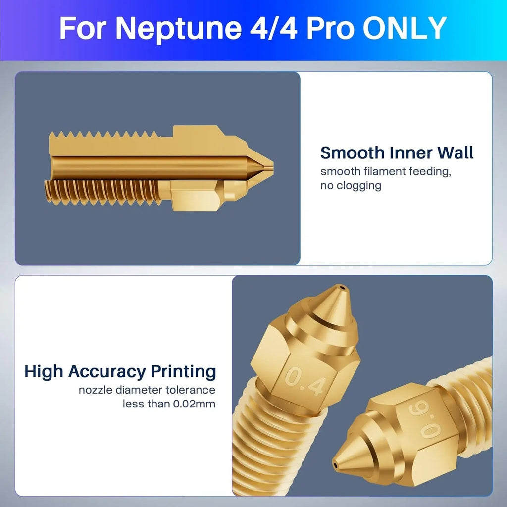 ELEGOO-boquillas de varios tamaños, 10 piezas, para impresora 3D Neptune 4 y Neptune 4 Pro, boquillas de latón Hotend 0,2/0,4/0,6/0,8mm