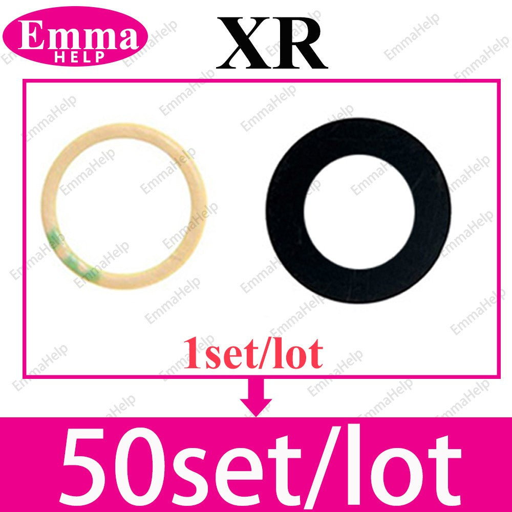 50 Piezas/Lote de Cristal de Lente de Cámara Trasera para iPhone 14 13 12 11 Pro Max XS XR X 7 8 Plus, Repuesto de Cristal de Cámara Trasera con Adhesivo