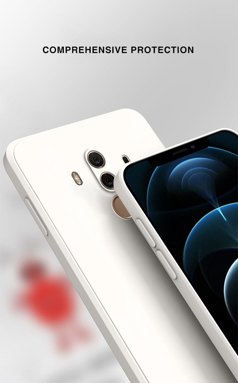 Funda de teléfono oficial de silicona líquida para Huawei Mate10 Mate 10 Pro 10Pro, cubiertas de protección de cámara de Color sólido cuadrado suave para parejas