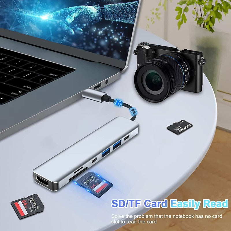 Adaptador USB C a HDMI 4K, USB 3.0 Tipo C PD SD TF, Estación de Acoplamiento, Divisor para MacBook, iPad, Samsung S10, Dex, Laptop