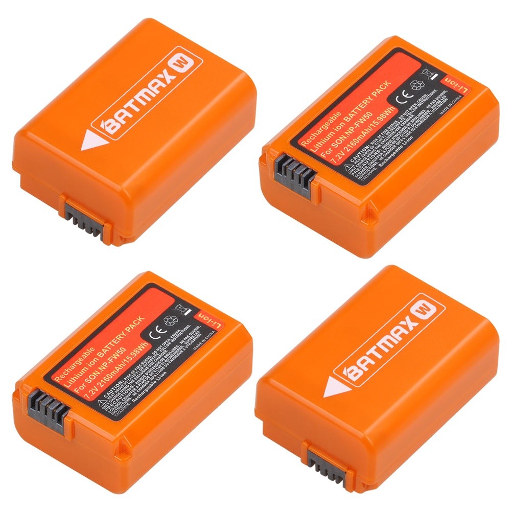 Batería Batmax 2160mAh NP-FW50 NPFW50 + nuevo cargador Dual LED para Sony ZVE10 a6500 a6300 a6000 a5000 a3000 NEX-3 a7R a7S NEX-7