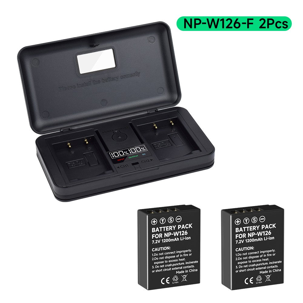 Batería NP-W126 NP W126 NP-W126S W126S + cargador Dual LCD para Fuji X-Pro1 XPro1 X-T1 XT1 HS30EXR HS33EXR HS50EXR X PRO1 X-A4 X-T2