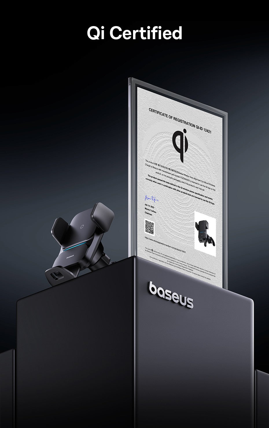 Soporte de teléfono Baseus para coche, cargador de teléfono inalámbrico QI infrarrojo de 15W para iPhone, Xiaomi, Samsung, soporte para coche, carga rápida, fácil Control