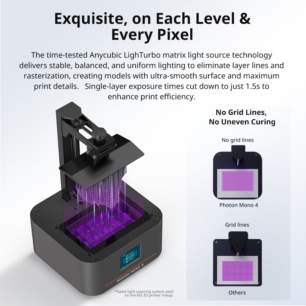 Impresora 3D LCD PRESALE ANYCUBIC Photon Mono 4 AE Vesion con pantalla de alta definición de 7 "10K Impresión 3D de resina UV de alta velocidad 153 × 87 × 165 mm
