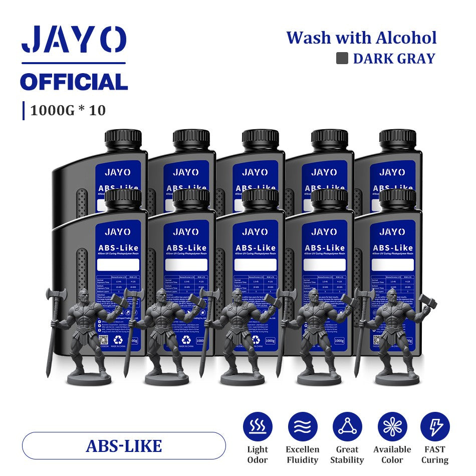 JAYO ABS como resina 3D, 10 botellas ABS como fotopolímero de curado UV de 405nm, resina 3D rápida para impresora 3D LCD/DLP/SLA de 2/4/6/8K