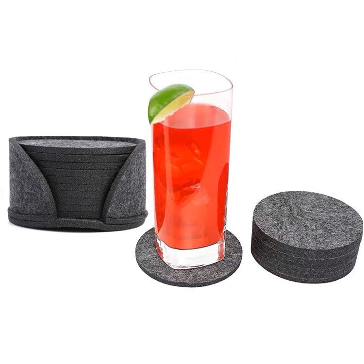 Posavasos redondo de fieltro para mesa de comedor, almohadilla protectora resistente al calor, tapete para tazas, café, té, bebida caliente, mantel individual, accesorios de cocina, 10 Uds.