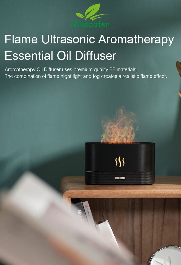 KINSCOTER-Difusor de Aroma ultrasónico, humidificador de aire, generador de niebla fría, nebulizador Led, aceite esencial, lámpara de llama